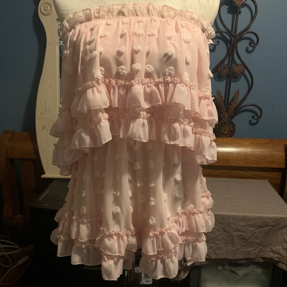 Ruffle halter top babydoll romper - small medium